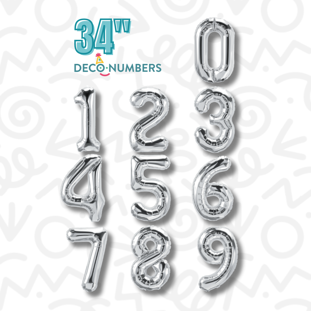 DecoNumbers Silver 34" 0-9