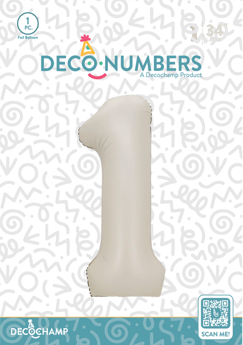 DecoNumber Latte 1 size 34" (50 Unit Per Case)