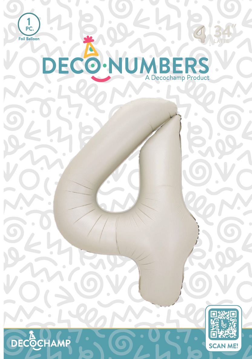 DecoNumber Latte 4 size 34" (50 Unit Per Case)