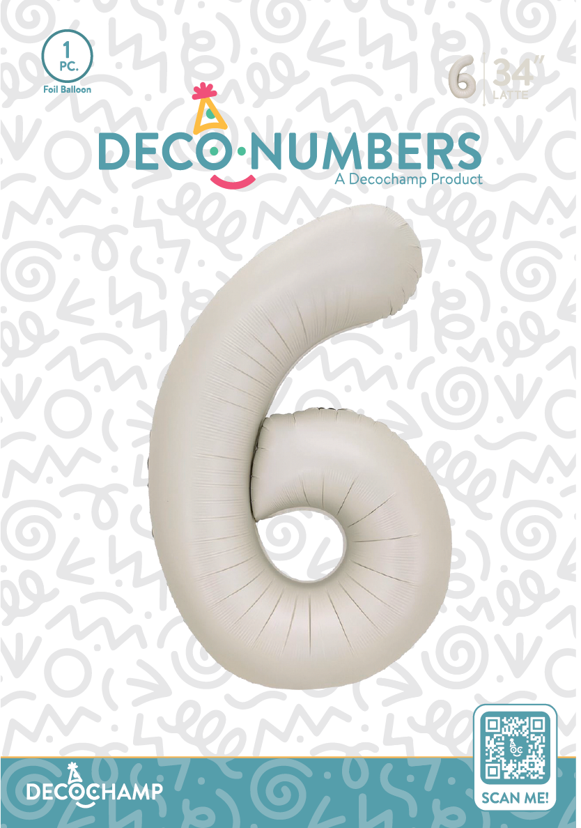 DecoNumber Latte 6 size 34" (50 Unit Per Case)