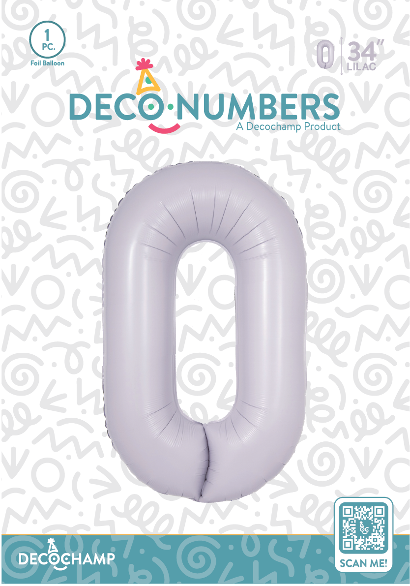 DecoNumber Lilac  0 size 34" (50 Unit Per Case)