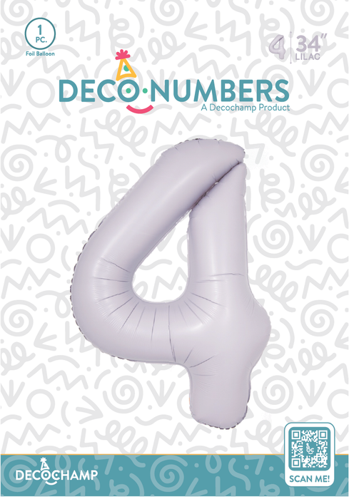 DecoNumber Lilac 4 size 34" (50 Unit Per Case)