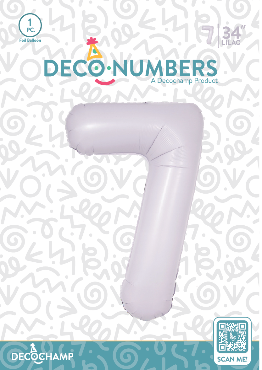 DecoNumber Lilac 7 size 34" (50 Unit Per Case)