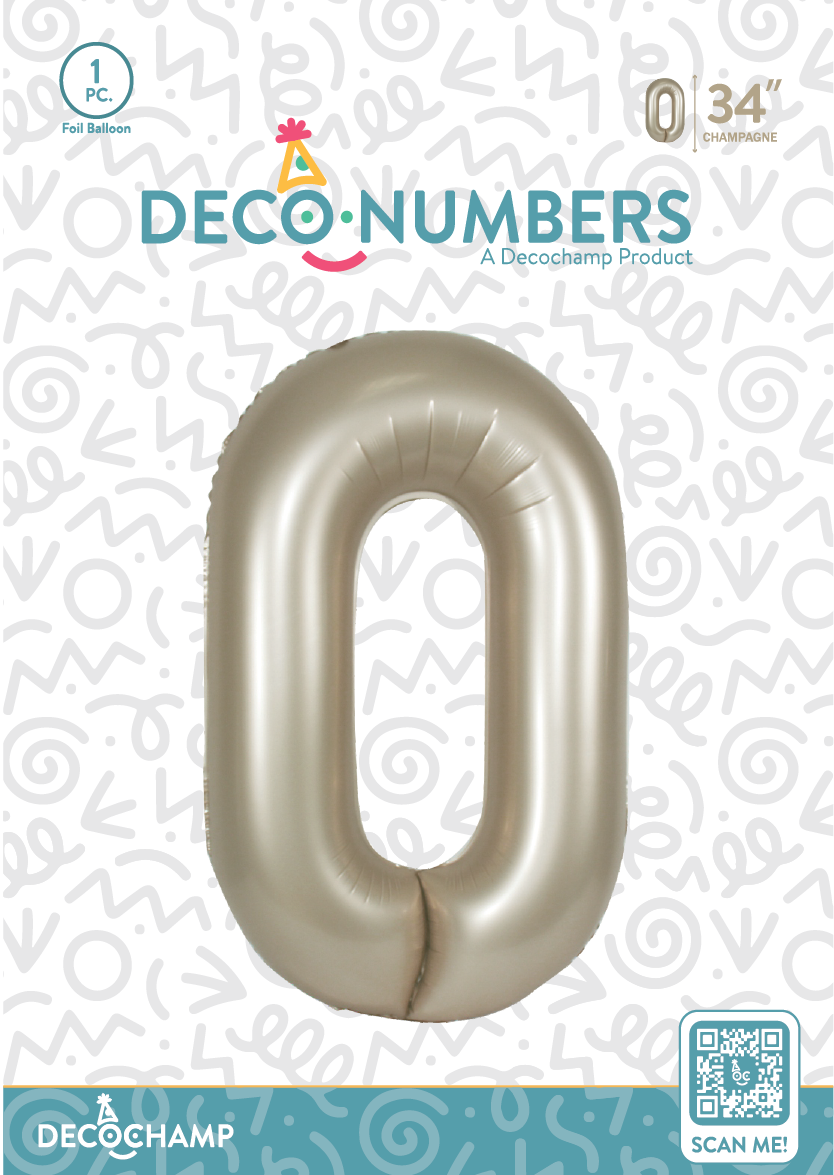 DecoNumber Champagne 0 size 34" (50 Unit Per Case)