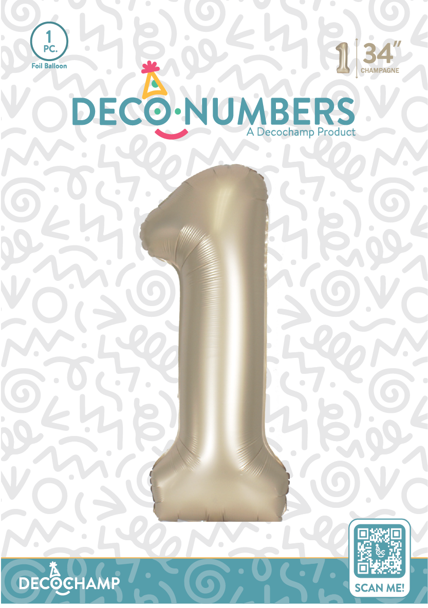 DecoNumber Champagne 1 size 34" (50 Unit Per Case)