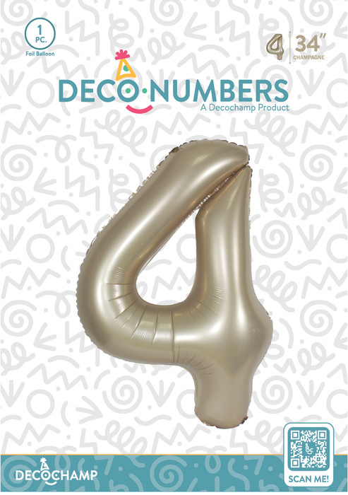 DecoNumber Champagne 4 size 34" (50 Unit Per Case)