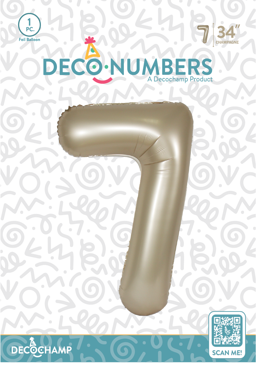 DecoNumber Champagne 7 size 34" (50 Unit Per Case)