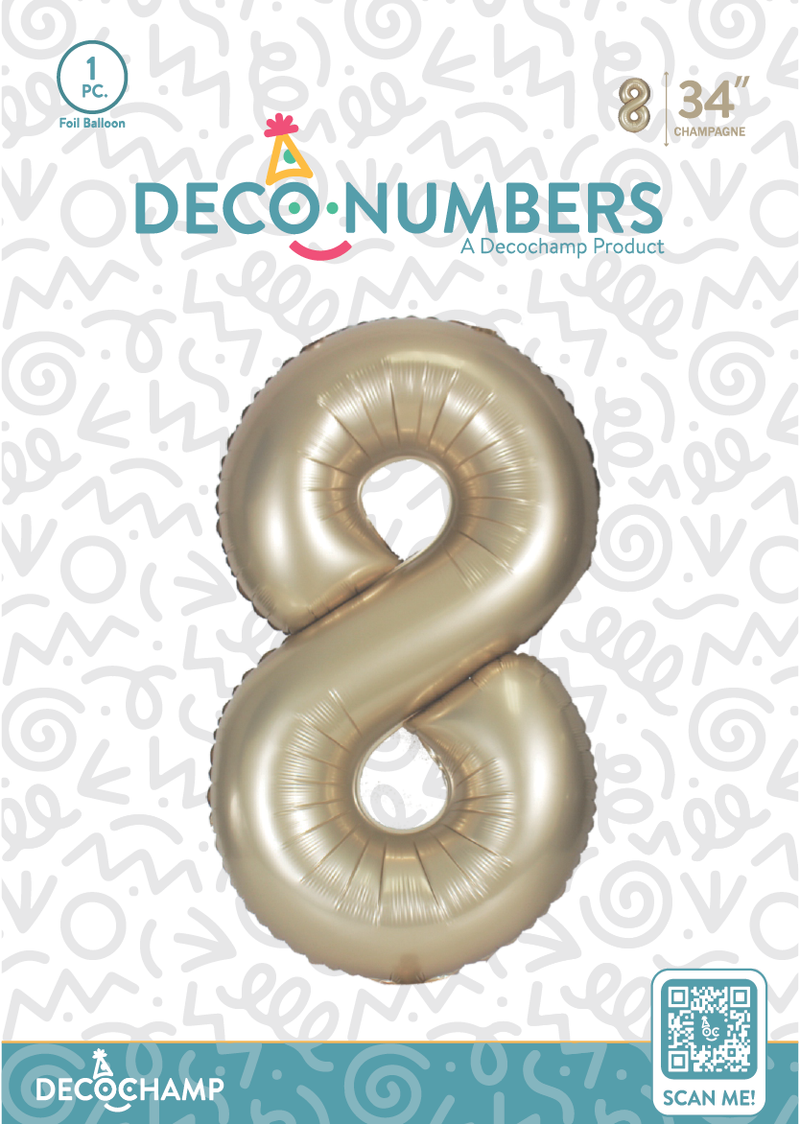 DecoNumber Champagne 8 size 34" (50 Unit Per Case)