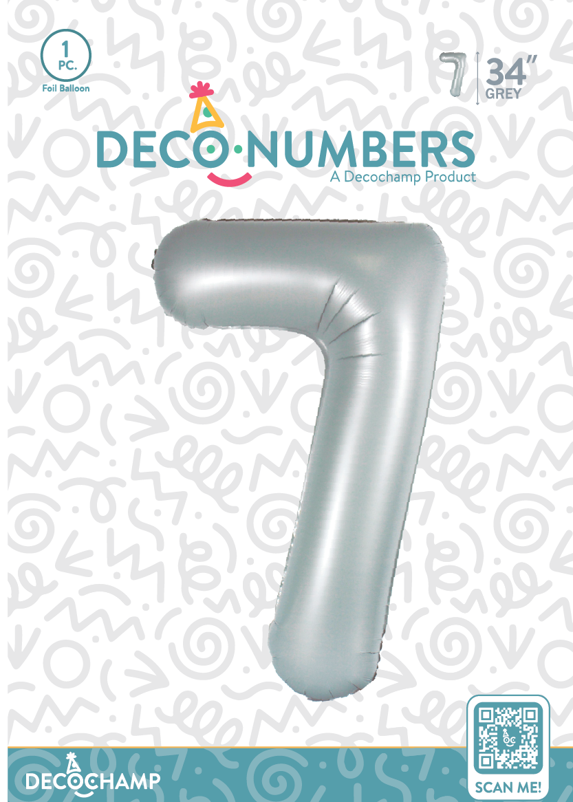 DecoNumber Grey 7 size 34" (50 Unit Per Case)