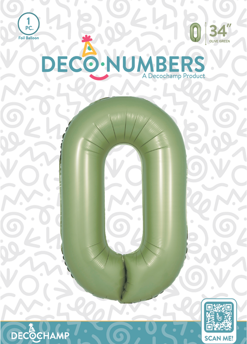 DecoNumber Olive Green 0 size 34" (50 Unit Per Case)