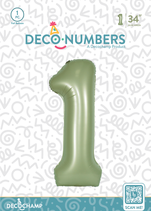 DecoNumber Olive Green 1 size 34" (50 Unit Per Case)