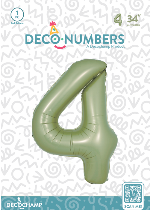 DecoNumber Olive Green 4 size 34" (50 Unit Per Case)