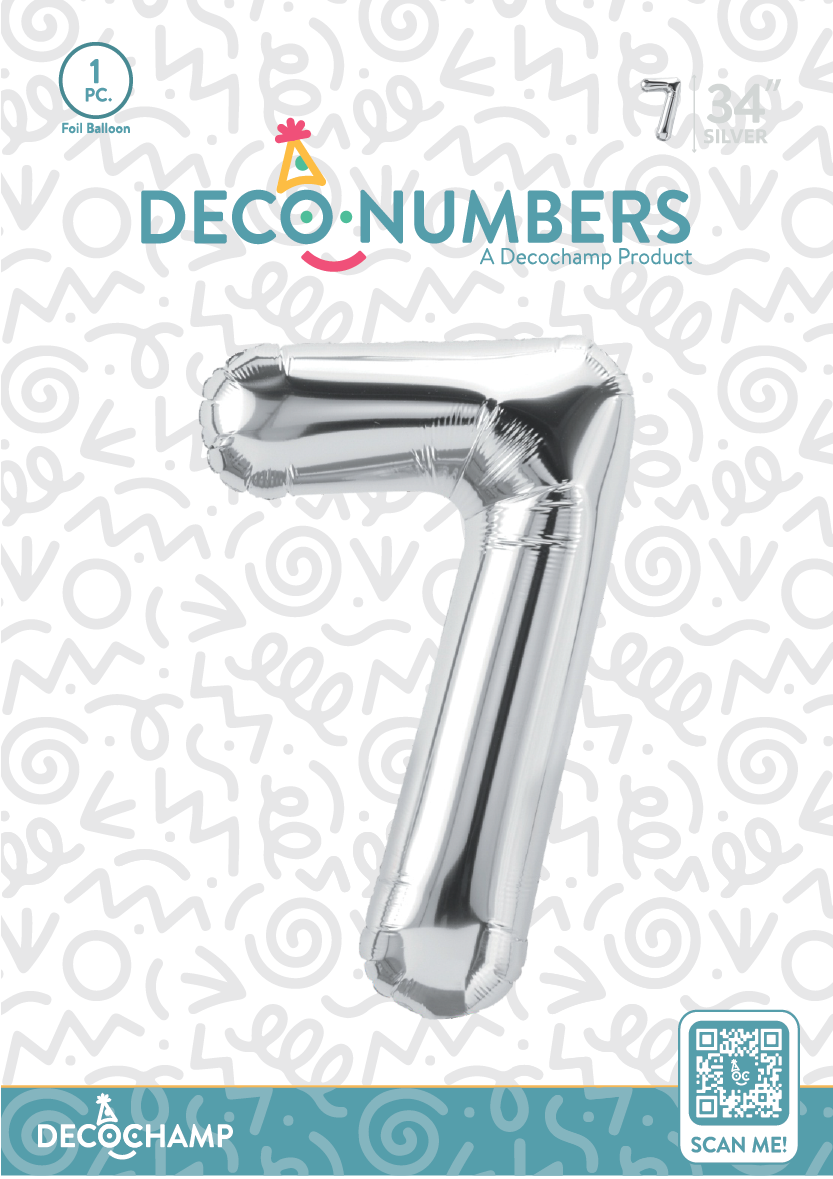 DecoNumber Silver 7 size 34" (50 Unit Per Case)