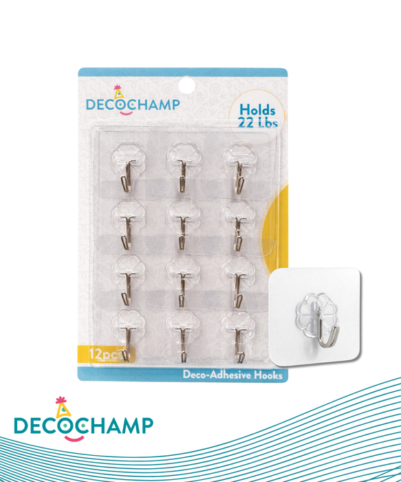 Deco-Adhesive Hooks (12pc per pkg/96 pkgs per case)