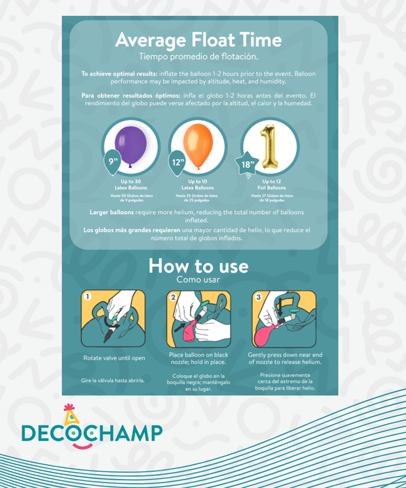 Deco Helium Tank - 7.41 cubic ft³ (0.21 m³)/ 7 Liters