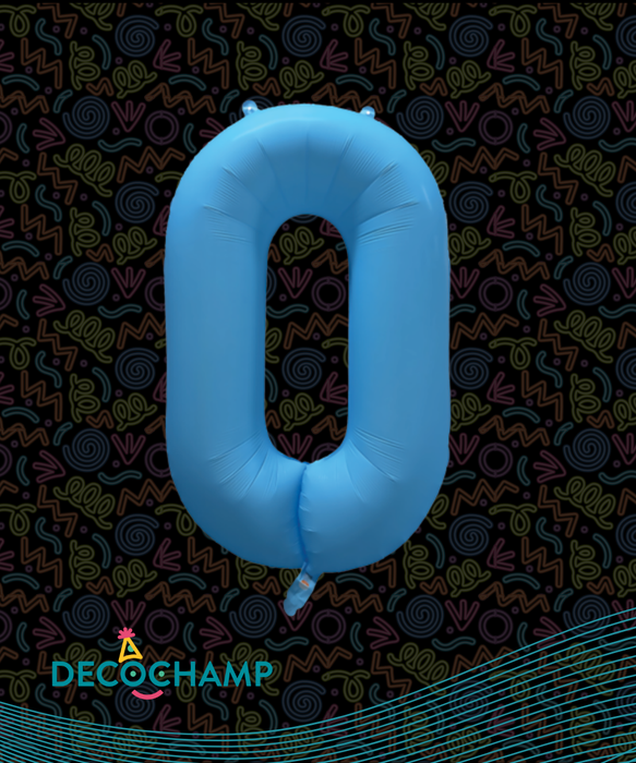 DecoNumber Neon Blue "0" - size 34" (50 Unit Per Case)