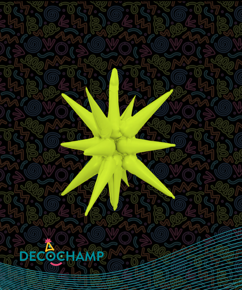 Neon Yellow Starburst Balloon 22" (100 Unit Per Case)