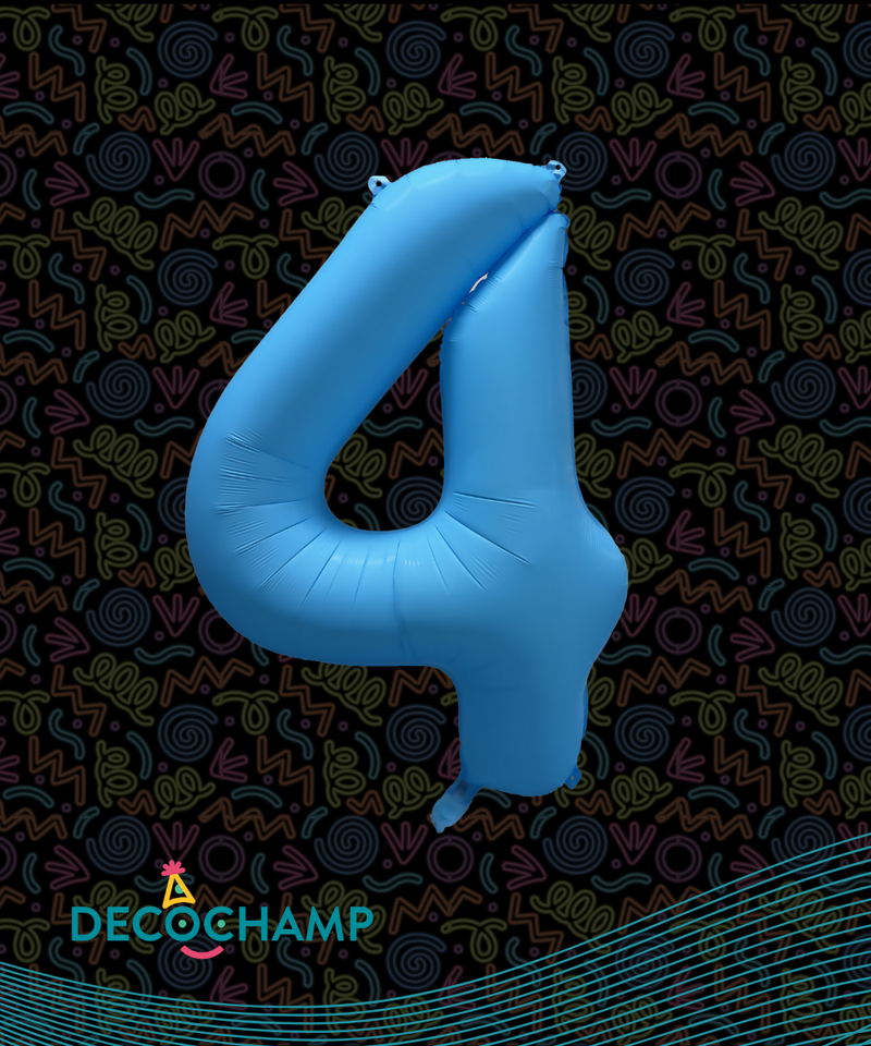 DecoNumber Neon Blue "4" - size 34" (50 Unit Per Case)