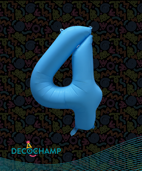 DecoNumber Neon Blue "4" - size 34" (50 Unit Per Case)