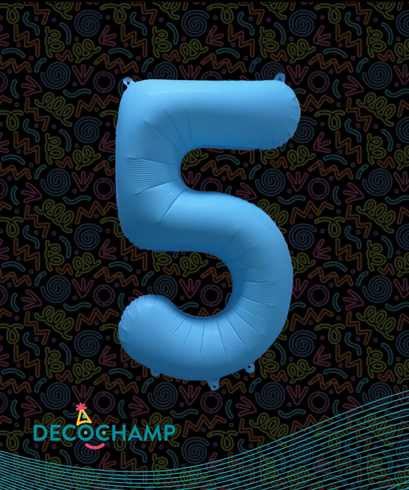 DecoNumber Neon Blue "5" - size 34" (50 Unit Per Case)