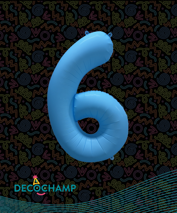 DecoNumber Neon Blue "6" - size 34" (50 Unit Per Case)