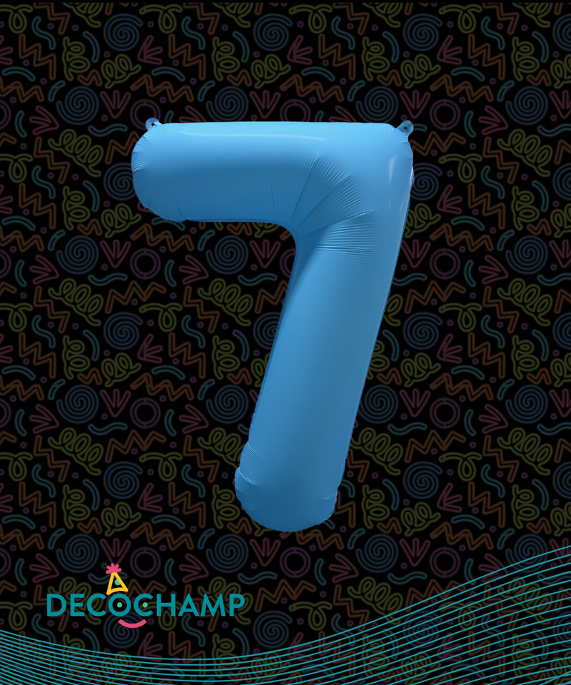 DecoNumber Neon Blue "7" - size 34" (50 Unit Per Case)