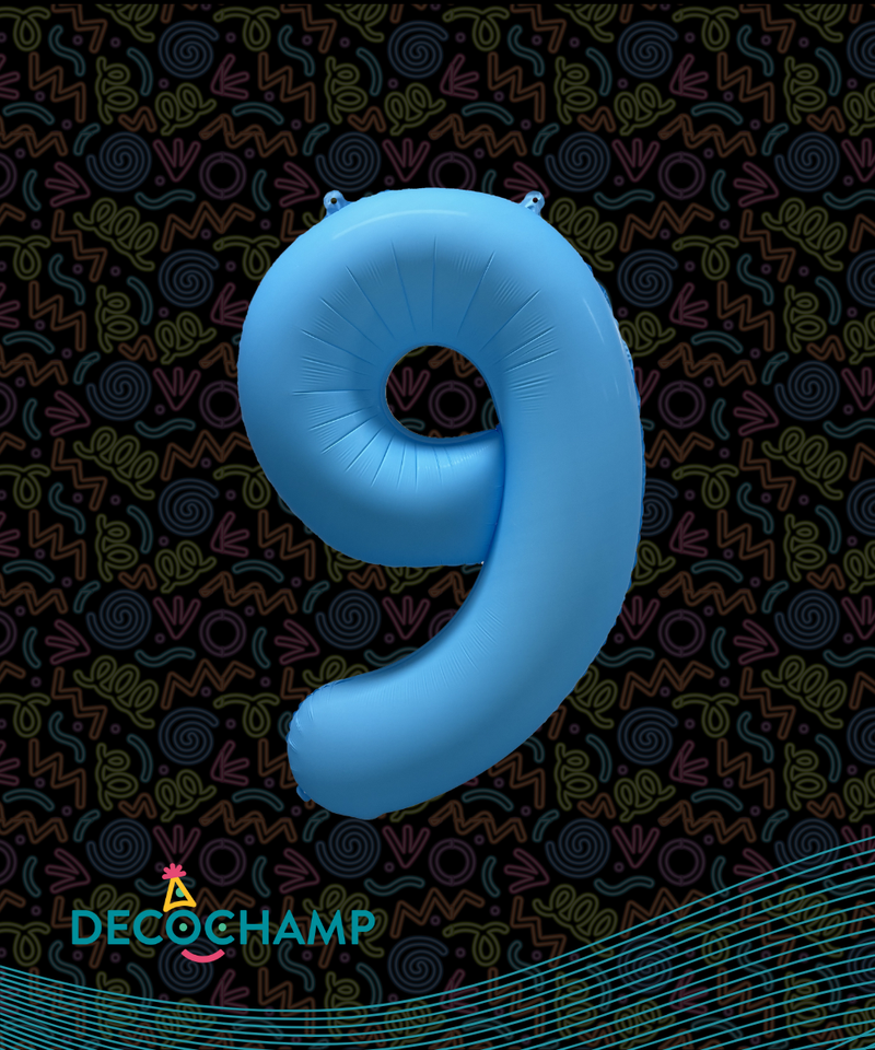 DecoNumber Neon Blue "9" - size 34" (50 Unit Per Case)