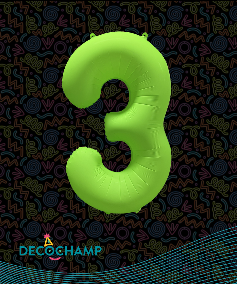 DecoNumber Neon Green "3" - size 34" (50 Unit Per Case)
