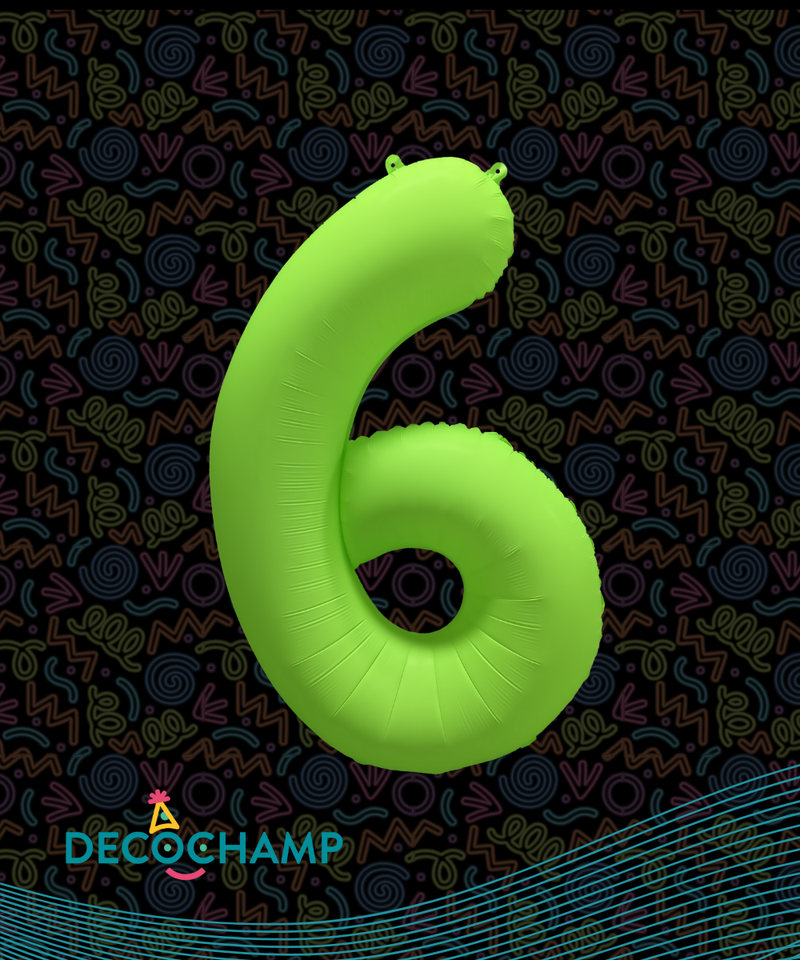 DecoNumber Neon Green "6" - size 34" (50 Unit Per Case)
