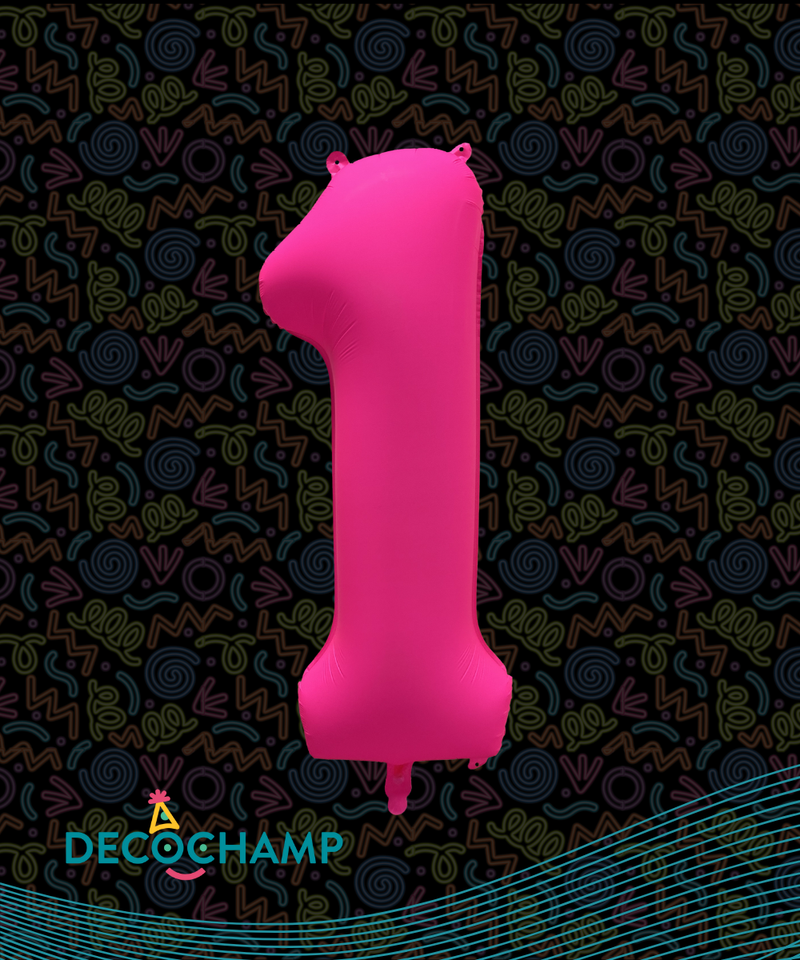 DecoNumber Neon Pink "1" - size 34" (50 Unit Per Case)