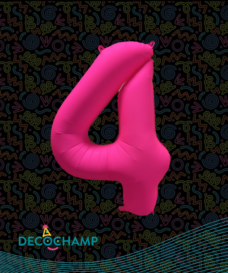 DecoNumber Neon Pink "4" - size 34" (50 Unit Per Case)