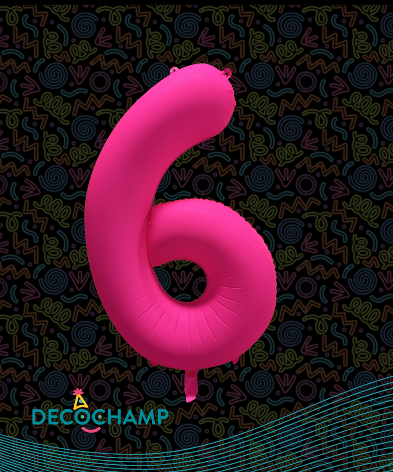 DecoNumber Neon Pink "6" - size 34" (50 Unit Per Case)