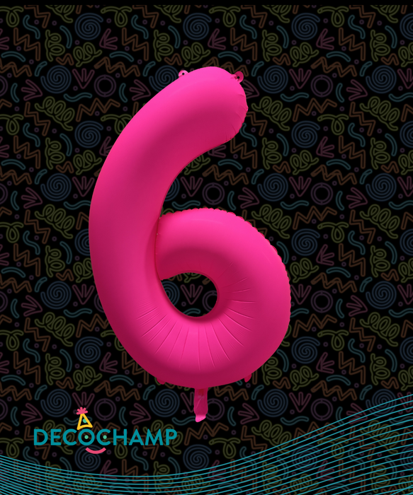 DecoNumber Neon Pink "6" - size 34" (50 Unit Per Case)