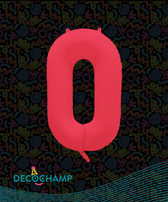DecoNumber Neon Red "0" - size 34" (50 Unit Per Case)