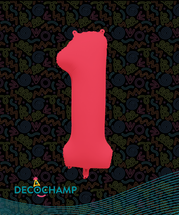 DecoNumber Neon Red "1" - size 34" (50 Unit Per Case)