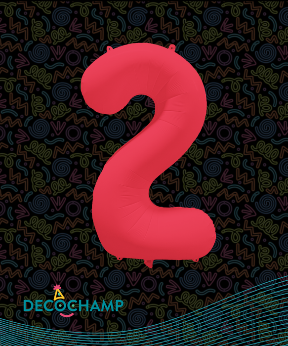 DecoNumber Neon Red "2" - size 34" (50 Unit Per Case)