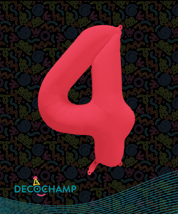 DecoNumber Neon Red "4" - size 34" (50 Unit Per Case)