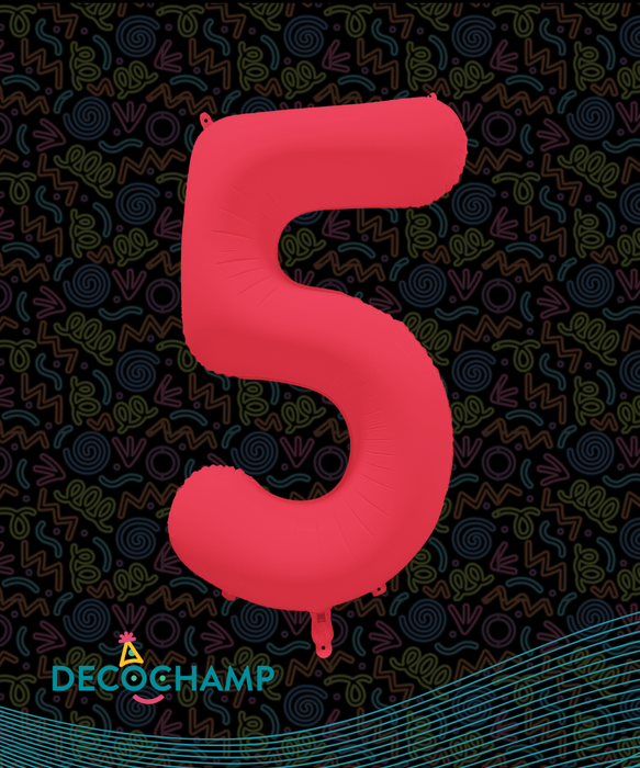 DecoNumber Neon Red "5" - size 34" (50 Unit Per Case)