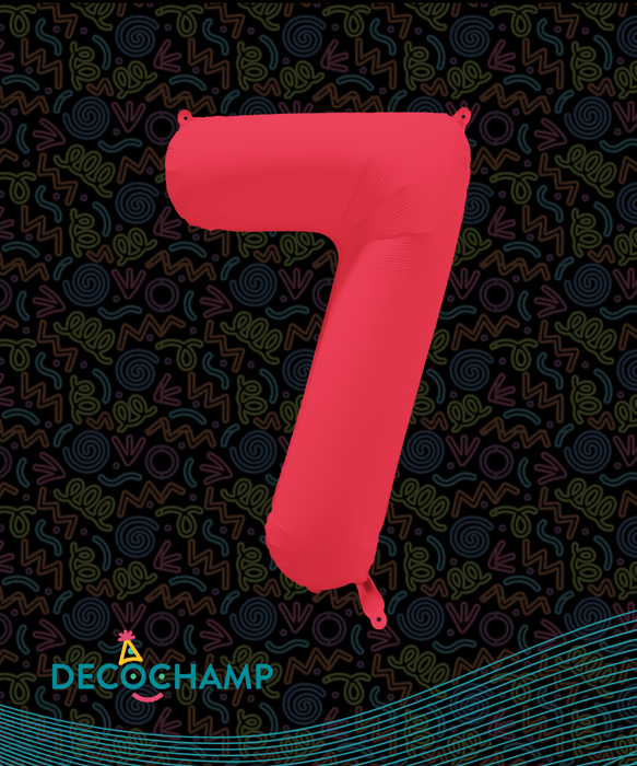 DecoNumber Neon Red "7"  - size 34" (50 Unit Per Case)"7"