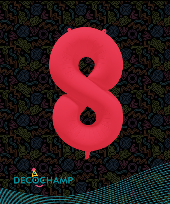 DecoNumber Neon Red "8" - size 34" (50 Unit Per Case)