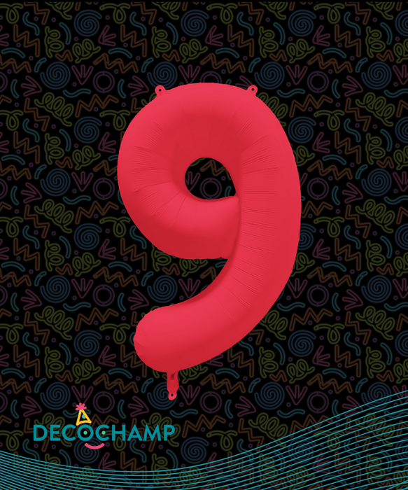 DecoNumber Neon Red "9" - size 34" (50 Unit Per Case)