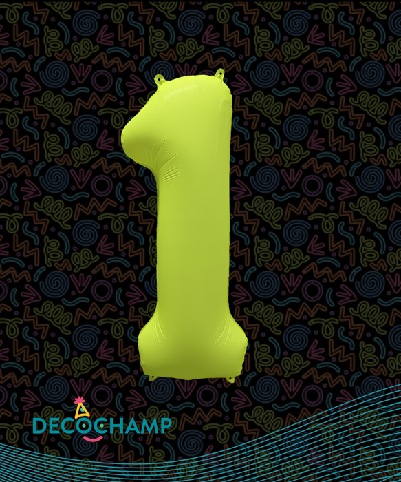 DecoNumber Neon Yellow "1" - size 34" (50 Unit Per Case)