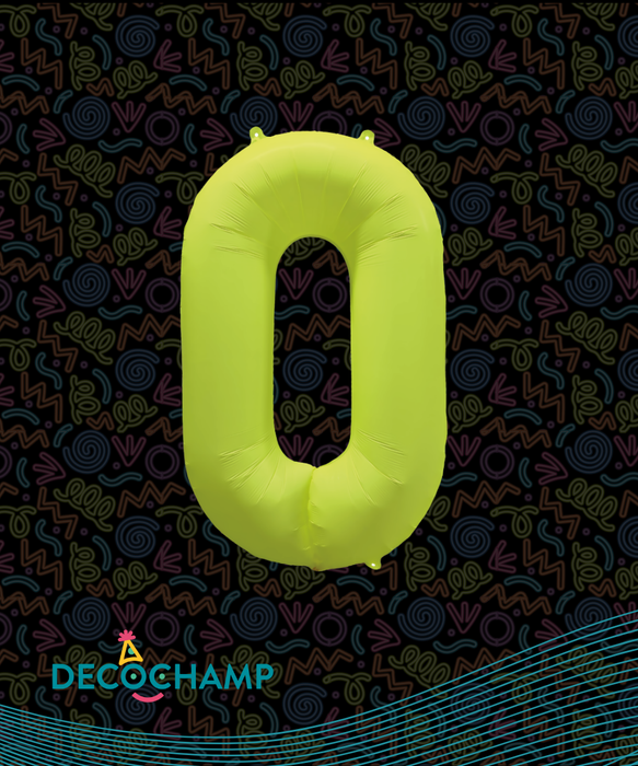 DecoNumber Neon Yellow "0" - size 34" (50 Unit Per Case)