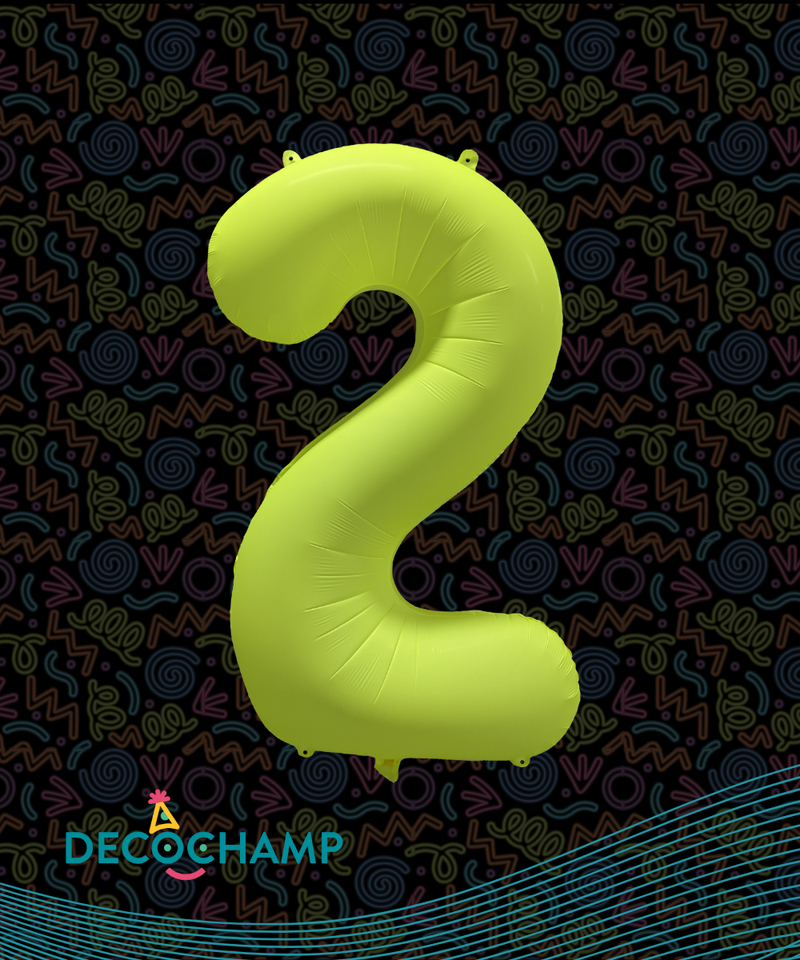 DecoNumber Neon Yellow "2" - size 34" (50 Unit Per Case)