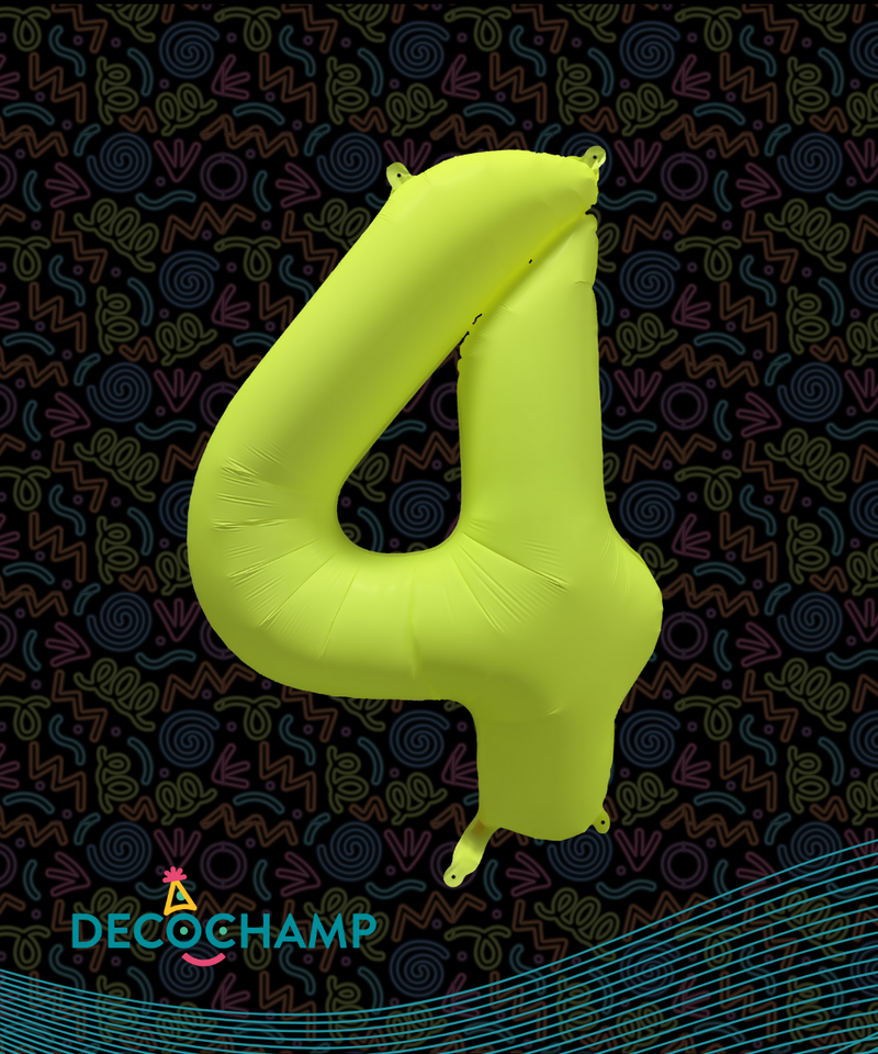 DecoNumber Neon Yellow "4" - size 34" (50 Unit Per Case)