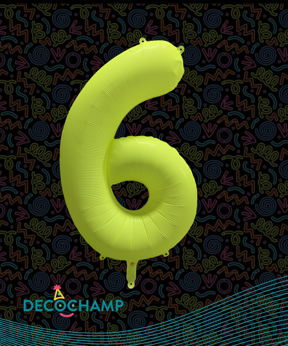 DecoNumber Neon Yellow "6" - size 34" (50 Unit Per Case)