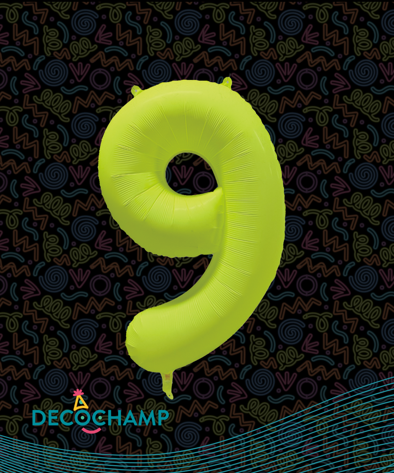 DecoNumber Neon Yellow "9" - size 34" (50 Unit Per Case)