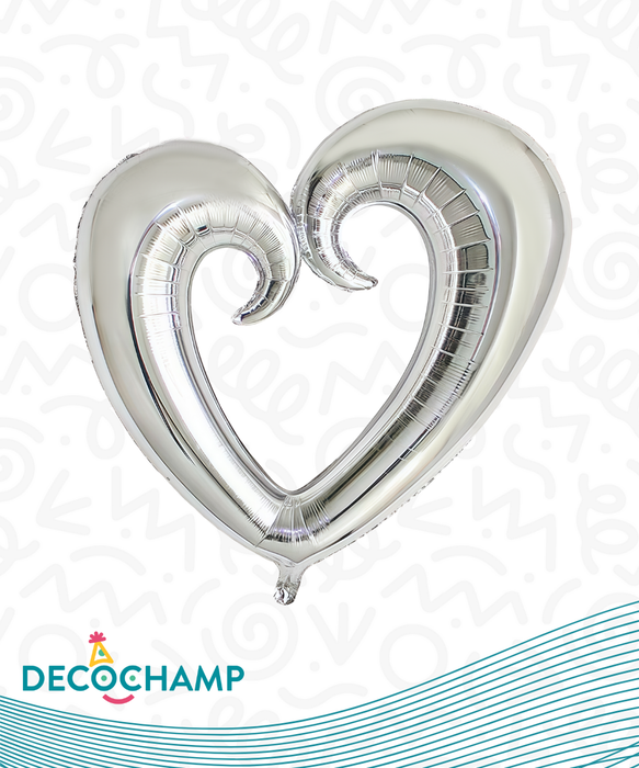 Deco Hollow Heart - Silver 65in (50 units per case)