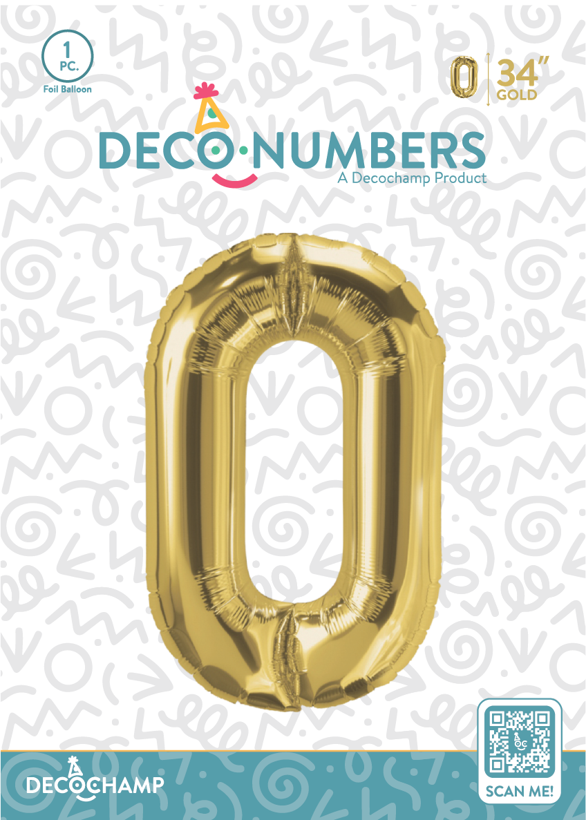 DecoNumber Gold 0 size 34" (50 Unit Per Case)