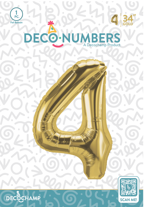 DecoNumber Gold 4 size 34" (50 Unit Per Case)